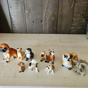 Miniature Dog Figurine Lot of 10 Ceramic Animals Hagen Renaker Bone China Japan